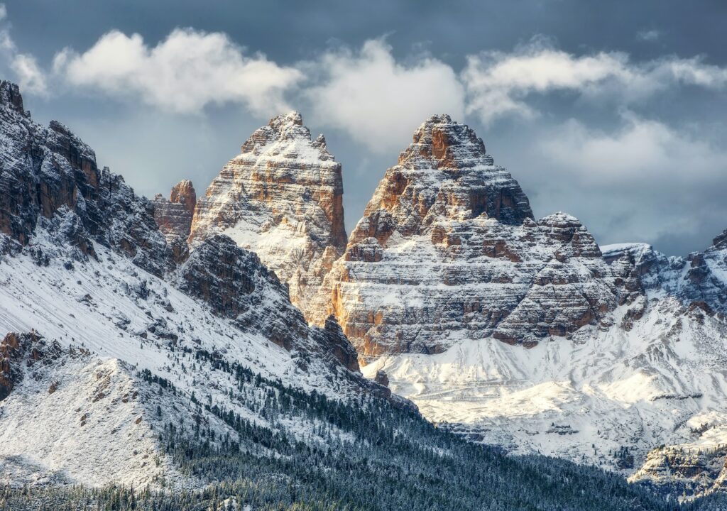 Mountain panorama in Dolomite Alps, Italy. Beautiful natural landscape in Italy mountains.